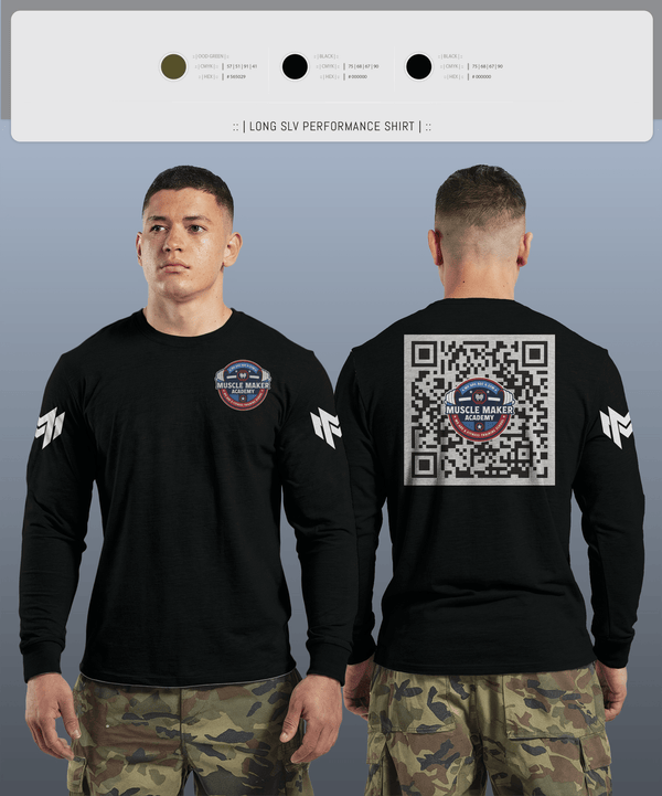 Long Sleeve Performance Shirt, Muscle Maker Academy, Space Force, Teamtime, Team time, sublimation, custom sports apparel, team uniforms, spirit wear, spiritwear, sports uniforms, custom shirts, team store, custom team store, fundraiser sports, apparel fundraiser