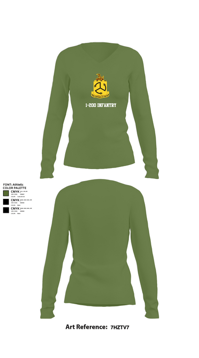 1-200 Infantry 56519387 Women's Long Sleeve V-neck Shirt - 40
