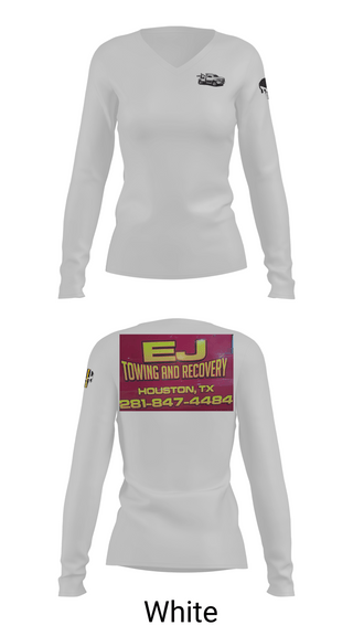 Womens Long Sleeve Vneck Shirt, EJ TOWING AND RECOVERY, , Teamtime, Team time, sublimation, custom sports apparel, team uniforms, spirit wear, spiritwear, sports uniforms, custom shirts, team store, custom team store, fundraiser sports, apparel fundraiser