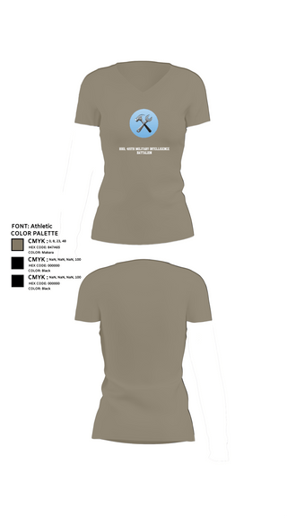 Womens Short Sleeve Vneck Shirt, HHD, 415th Military Intelligence Battalion, National Guard, Teamtime, Team time, sublimation, custom sports apparel, team uniforms, spirit wear, spiritwear, sports uniforms, custom shirts, team store, custom team store, fundraiser sports, apparel fundraiser