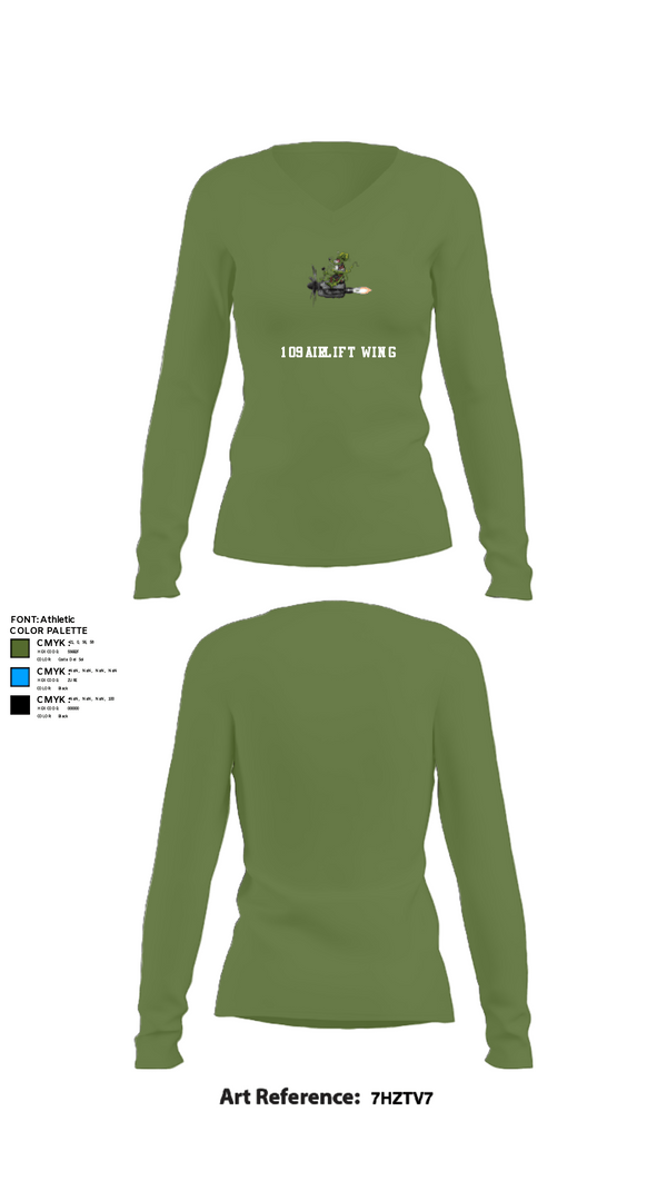 Women's Long Sleeve Vneck Shirt, 109 Airlift Wing, Air Force, Teamtime, Team time, sublimation, custom sports apparel, team uniforms, spirit wear, spiritwear, sports uniforms, custom shirts, team store, custom team store, fundraiser sports, apparel fundraiser