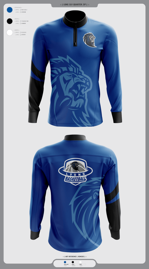 Quarter Zip Jacket, Lyons Middle School Basketball, Men's Basketball, Teamtime, Team time, sublimation, custom sports apparel, team uniforms, spirit wear, spiritwear, sports uniforms, custom shirts, team store, custom team store, fundraiser sports, apparel fundraiser