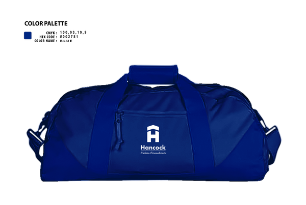 Duffle Bag, Hancock Claims Consultants, Fire Department, Teamtime, Team time, sublimation, custom sports apparel, team uniforms, spirit wear, spiritwear, sports uniforms, custom shirts, team store, custom team store, fundraiser sports, apparel fundraiser