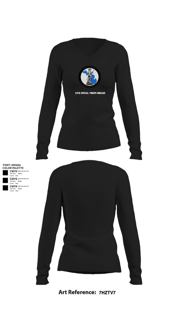 Womens Long Sleeve Vneck Shirt, 24th Special Troops Brigade, National Guard, Teamtime, Team time, sublimation, custom sports apparel, team uniforms, spirit wear, spiritwear, sports uniforms, custom shirts, team store, custom team store, fundraiser sports, apparel fundraiser