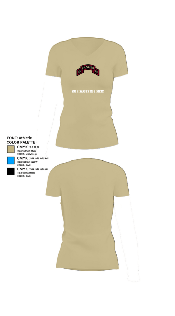 Women's Short Sleeve Vneck Shirt, 75th Ranger Regiment, Army, Teamtime, Team time, sublimation, custom sports apparel, team uniforms, spirit wear, spiritwear, sports uniforms, custom shirts, team store, custom team store, fundraiser sports, apparel fundraiser