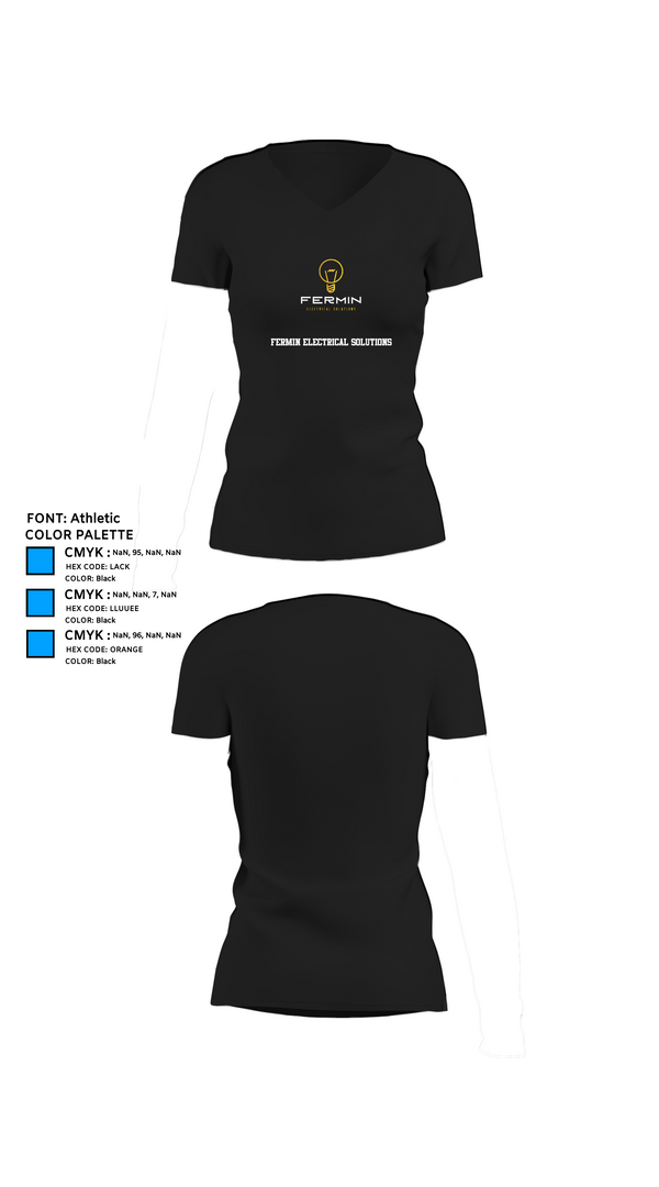 Womens Short Sleeve Vneck Shirt, Fermin Electrical Solutions, , Teamtime, Team time, sublimation, custom sports apparel, team uniforms, spirit wear, spiritwear, sports uniforms, custom shirts, team store, custom team store, fundraiser sports, apparel fundraiser