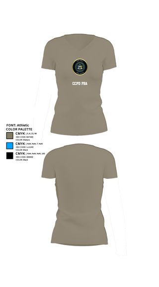 Womens Short Sleeve Vneck Shirt, CCPD PBA, , Teamtime, Team time, sublimation, custom sports apparel, team uniforms, spirit wear, spiritwear, sports uniforms, custom shirts, team store, custom team store, fundraiser sports, apparel fundraiser