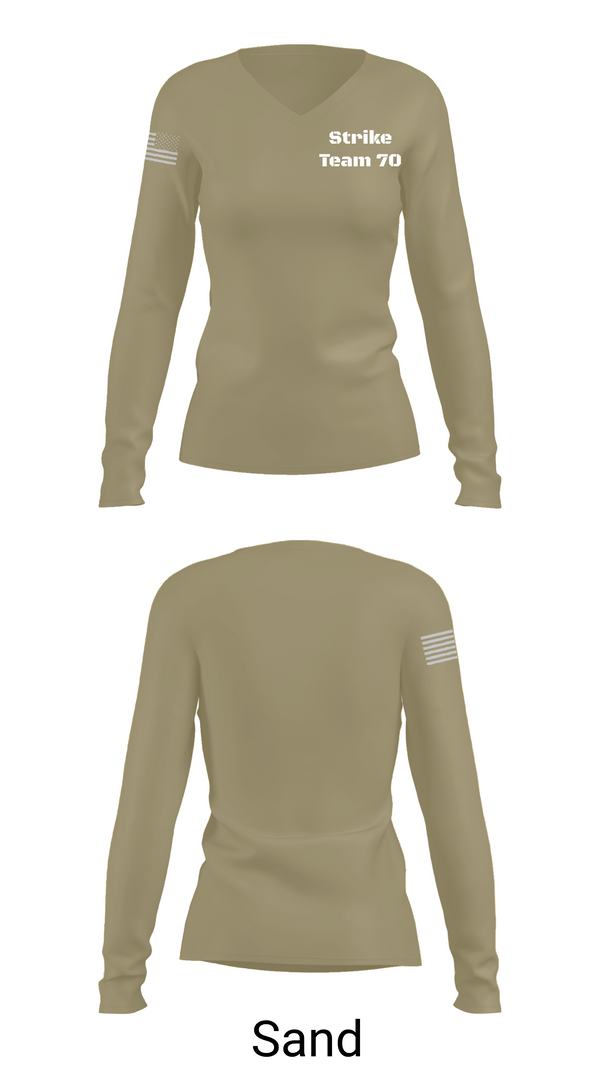 Womens Long Sleeve Vneck Shirt 1, Strike Team 70, , Teamtime, Team time, sublimation, custom sports apparel, team uniforms, spirit wear, spiritwear, sports uniforms, custom shirts, team store, custom team store, fundraiser sports, apparel fundraiser