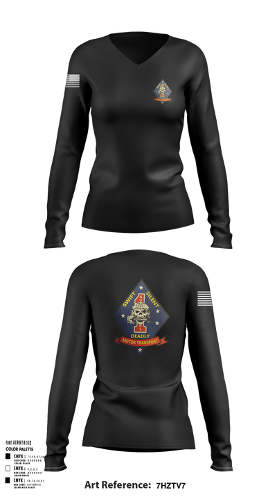 1st Recon 56850190 Women's Long Sleeve V-neck Shirt - 123