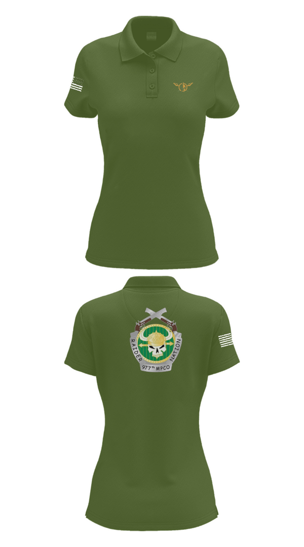 Womens Short Sleeve Performance Polo, 977 MP CO, Army, Teamtime, Team time, sublimation, custom sports apparel, team uniforms, spirit wear, spiritwear, sports uniforms, custom shirts, team store, custom team store, fundraiser sports, apparel fundraiser