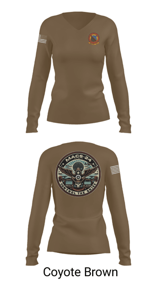 Women's Long Sleeve Vneck Shirt, MACS 24 ATC Detachment A, Marines, Teamtime, Team time, sublimation, custom sports apparel, team uniforms, spirit wear, spiritwear, sports uniforms, custom shirts, team store, custom team store, fundraiser sports, apparel fundraiser