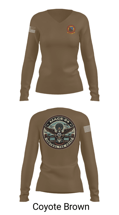 MACS 24 ATC Detachment A 44411642 Women's Long Sleeve V-neck Shirt - 17