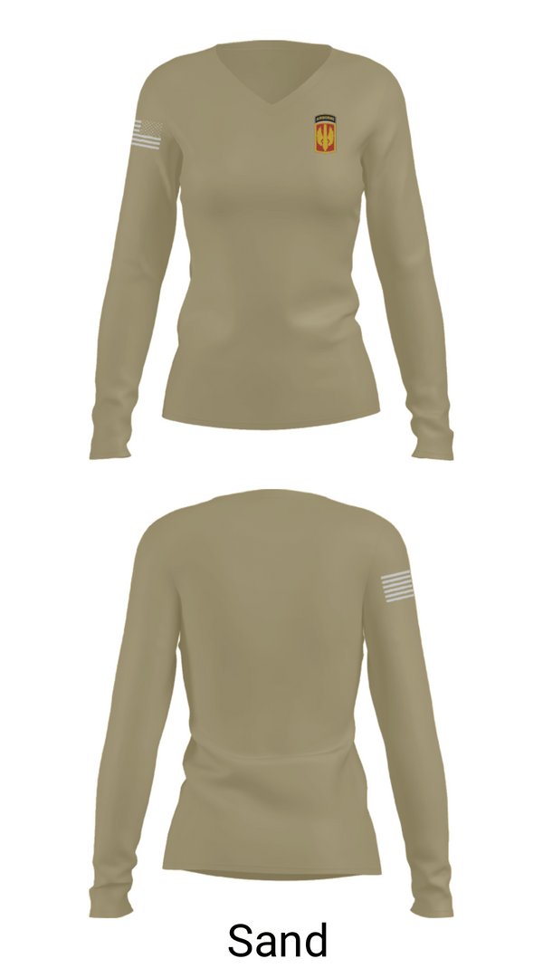 Women's Long Sleeve Vneck Shirt, 1/39th Field Artillery, Army, Teamtime, Team time, sublimation, custom sports apparel, team uniforms, spirit wear, spiritwear, sports uniforms, custom shirts, team store, custom team store, fundraiser sports, apparel fundraiser
