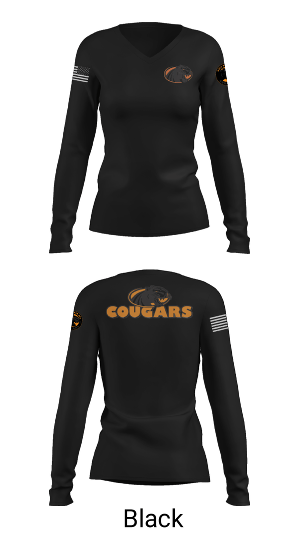 Women's Long Sleeve Vneck Shirt, Half Moon Bay High School Tennis, Tennis, Teamtime, Team time, sublimation, custom sports apparel, team uniforms, spirit wear, spiritwear, sports uniforms, custom shirts, team store, custom team store, fundraiser sports, apparel fundraiser