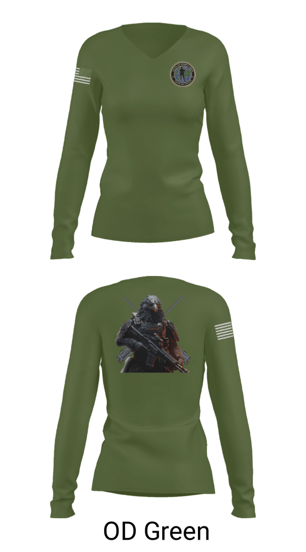 Women's Long Sleeve Vneck Shirt, Center for Security Forces Detachment Chesapeake, Navy, Teamtime, Team time, sublimation, custom sports apparel, team uniforms, spirit wear, spiritwear, sports uniforms, custom shirts, team store, custom team store, fundraiser sports, apparel fundraiser