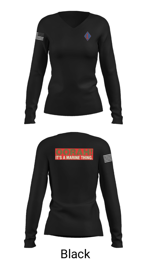 Women's Long Sleeve Vneck Shirt, 1st Marine Regiment, Marines, Teamtime, Team time, sublimation, custom sports apparel, team uniforms, spirit wear, spiritwear, sports uniforms, custom shirts, team store, custom team store, fundraiser sports, apparel fundraiser