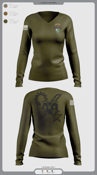 Womens Long Sleeve Vneck Shirt, 75th Ranger regiment, Army, Teamtime, Team time, sublimation, custom sports apparel, team uniforms, spirit wear, spiritwear, sports uniforms, custom shirts, team store, custom team store, fundraiser sports, apparel fundraiser