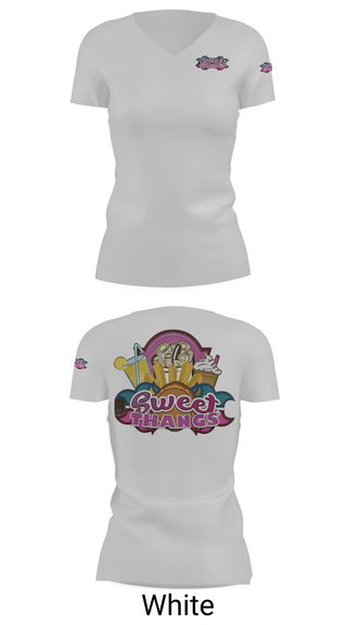 Womens Short Sleeve Vneck Shirt, Sweet Thangs, , Teamtime, Team time, sublimation, custom sports apparel, team uniforms, spirit wear, spiritwear, sports uniforms, custom shirts, team store, custom team store, fundraiser sports, apparel fundraiser