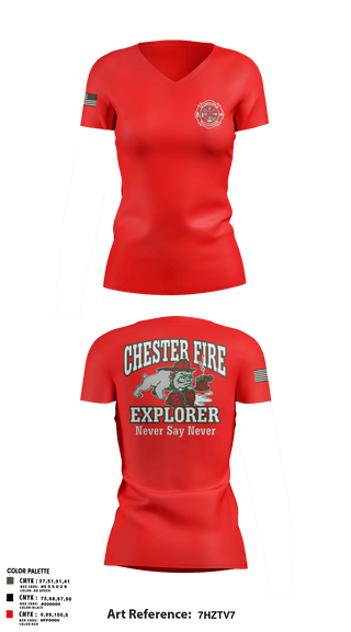 Women's Short Sleeve Vneck Shirt, Chester fire explorers, Fire Department, Teamtime, Team time, sublimation, custom sports apparel, team uniforms, spirit wear, spiritwear, sports uniforms, custom shirts, team store, custom team store, fundraiser sports, apparel fundraiser
