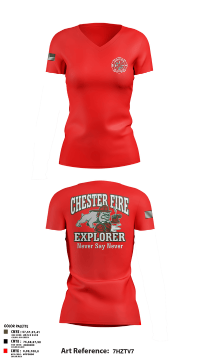 Chester fire explorers 87752590 Women's Short Sleeve V-neck Shirt - 4
