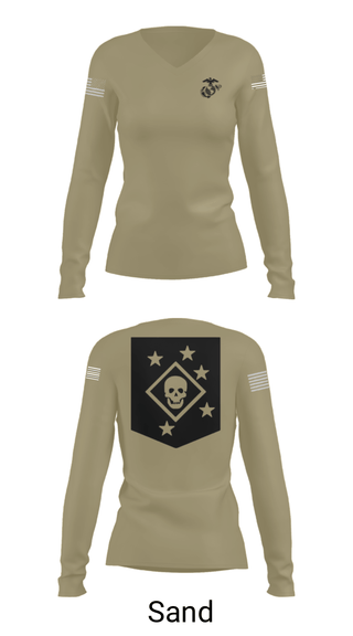 Women's Long Sleeve Vneck Shirt, 2nd amphibious reconnaissance battalion, Marines, Teamtime, Team time, sublimation, custom sports apparel, team uniforms, spirit wear, spiritwear, sports uniforms, custom shirts, team store, custom team store, fundraiser sports, apparel fundraiser