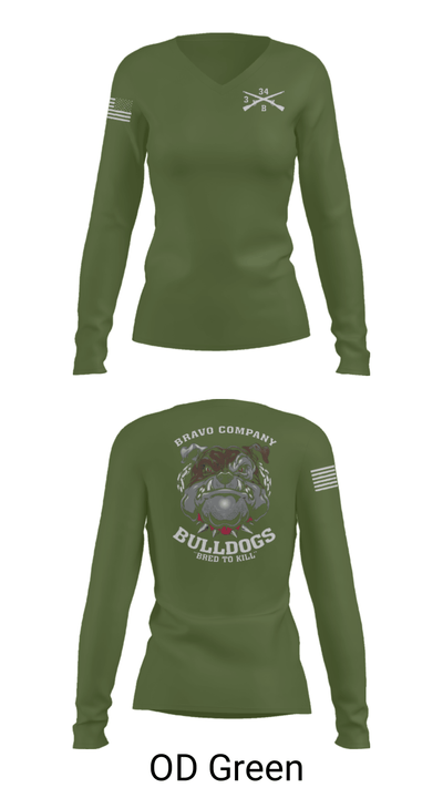 B/3-34 Bulldogs 76121406 Women's Long Sleeve V-neck Shirt - 57