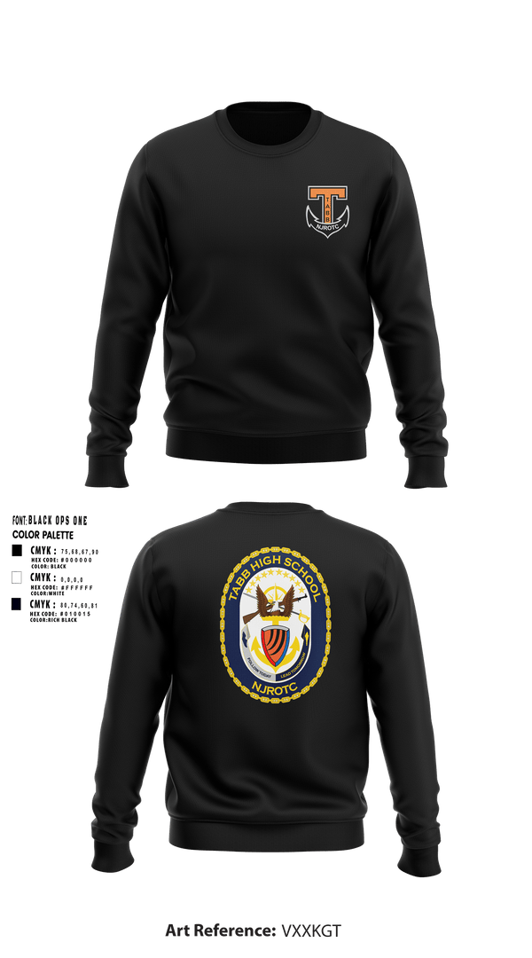 Crew Neck Sweatshirt, Tabb NJROTC, Navy, Teamtime, Team time, sublimation, custom sports apparel, team uniforms, spirit wear, spiritwear, sports uniforms, custom shirts, team store, custom team store, fundraiser sports, apparel fundraiser
