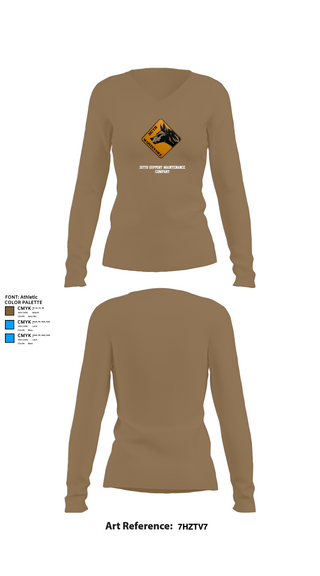 Womens Long Sleeve Vneck Shirt, 317th support maintenance company, Army, Teamtime, Team time, sublimation, custom sports apparel, team uniforms, spirit wear, spiritwear, sports uniforms, custom shirts, team store, custom team store, fundraiser sports, apparel fundraiser