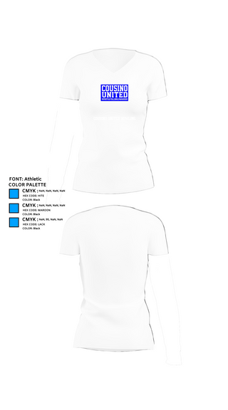 Womens Short Sleeve Vneck Shirt, Cousino United Bowling, Bowling, Teamtime, Team time, sublimation, custom sports apparel, team uniforms, spirit wear, spiritwear, sports uniforms, custom shirts, team store, custom team store, fundraiser sports, apparel fundraiser