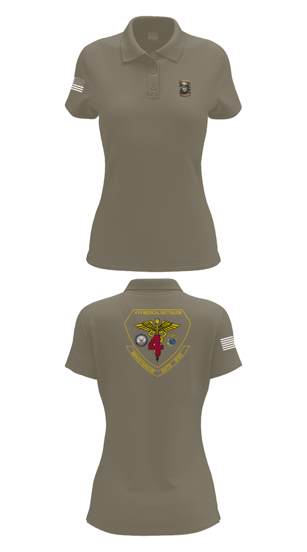 Womens Short Sleeve Performance Polo, 4th Med Battalion, Marines, Teamtime, Team time, sublimation, custom sports apparel, team uniforms, spirit wear, spiritwear, sports uniforms, custom shirts, team store, custom team store, fundraiser sports, apparel fundraiser