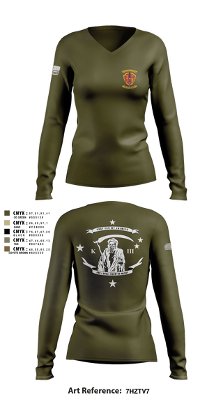 Womens Long Sleeve Vneck Shirt 1, V3/7, Marines, Teamtime, Team time, sublimation, custom sports apparel, team uniforms, spirit wear, spiritwear, sports uniforms, custom shirts, team store, custom team store, fundraiser sports, apparel fundraiser