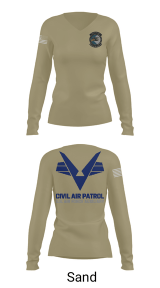 Women's Long Sleeve Vneck Shirt, Sunlake High School Cadet Squadron, Air Force, Teamtime, Team time, sublimation, custom sports apparel, team uniforms, spirit wear, spiritwear, sports uniforms, custom shirts, team store, custom team store, fundraiser sports, apparel fundraiser