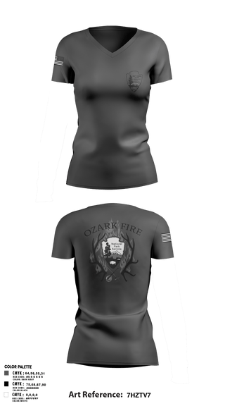 Women's Short Sleeve Vneck Shirt, OZARK FIRE, Fire Department, Teamtime, Team time, sublimation, custom sports apparel, team uniforms, spirit wear, spiritwear, sports uniforms, custom shirts, team store, custom team store, fundraiser sports, apparel fundraiser