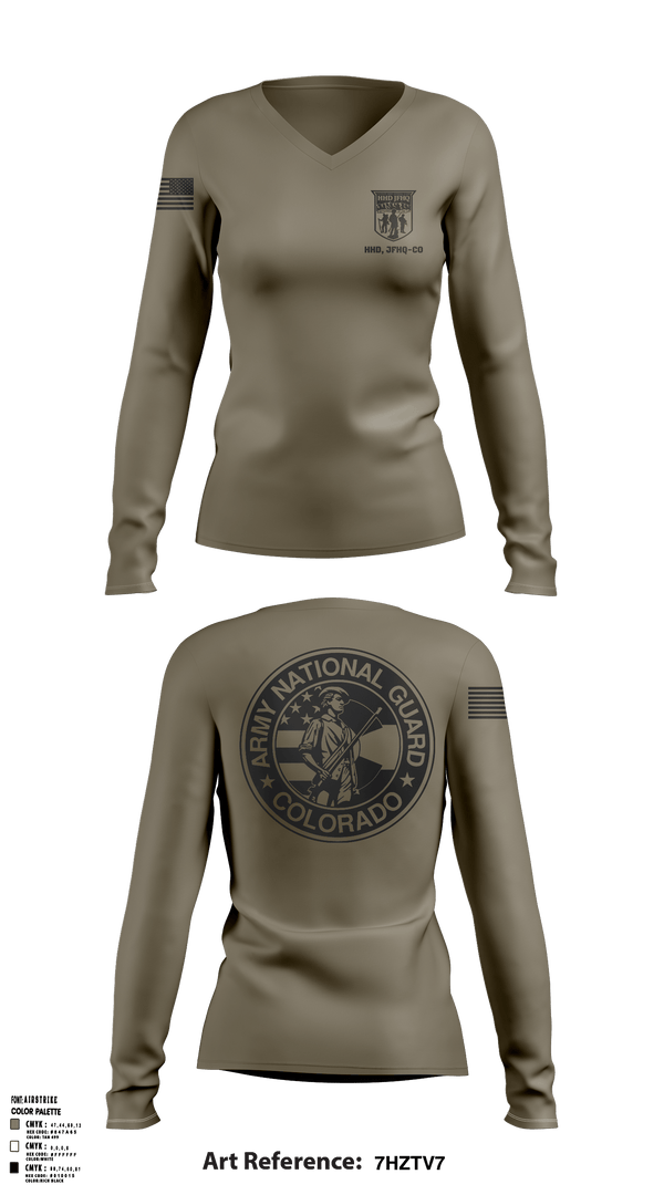 Womens Long Sleeve Vneck Shirt 1, Colorado Army National Guard, National Guard, Teamtime, Team time, sublimation, custom sports apparel, team uniforms, spirit wear, spiritwear, sports uniforms, custom shirts, team store, custom team store, fundraiser sports, apparel fundraiser