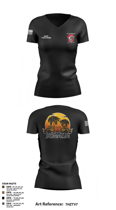 Charger Co. / 2-112th Infantry Battalion 37738588 Women's Short Sleeve V-neck Shirt - 35