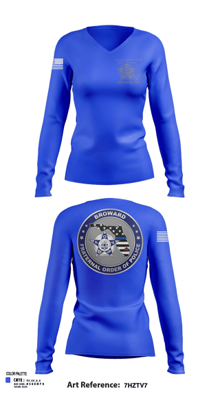 Womens Long Sleeve Vneck Shirt, Broward Fraternal Order of Police, Police, Teamtime, Team time, sublimation, custom sports apparel, team uniforms, spirit wear, spiritwear, sports uniforms, custom shirts, team store, custom team store, fundraiser sports, apparel fundraiser