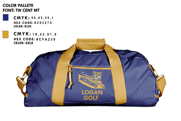 Duffle Bag, Logan High School Golf, Golf, Teamtime, Team time, sublimation, custom sports apparel, team uniforms, spirit wear, spiritwear, sports uniforms, custom shirts, team store, custom team store, fundraiser sports, apparel fundraiser