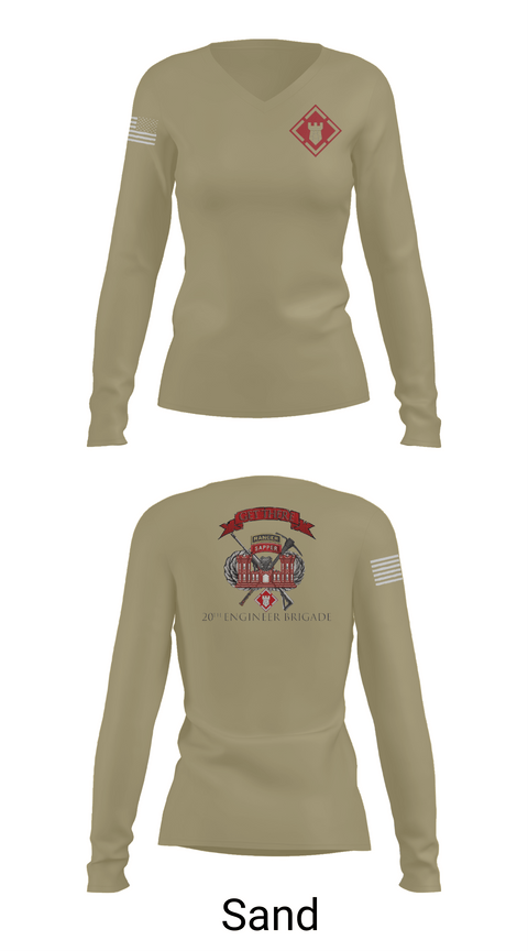 Womens Long Sleeve Vneck Shirt, 264 EN CO, Army, Teamtime, Team time, sublimation, custom sports apparel, team uniforms, spirit wear, spiritwear, sports uniforms, custom shirts, team store, custom team store, fundraiser sports, apparel fundraiser