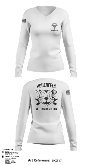 Womens Long Sleeve Vneck Shirt 1, Hohenfels VTFHohenfels Veterinary Section, Army, Teamtime, Team time, sublimation, custom sports apparel, team uniforms, spirit wear, spiritwear, sports uniforms, custom shirts, team store, custom team store, fundraiser sports, apparel fundraiser
