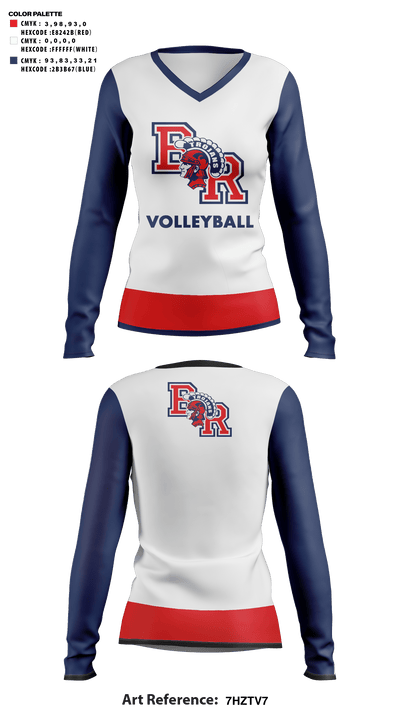 Bridgewater-Raynham Regional High School Volleyball 53115621 Women's Long Sleeve V-neck Shirt -1 42