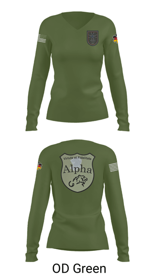 Womens Long Sleeve Vneck Shirt, 4./401 PzGrenBtl, Army, Teamtime, Team time, sublimation, custom sports apparel, team uniforms, spirit wear, spiritwear, sports uniforms, custom shirts, team store, custom team store, fundraiser sports, apparel fundraiser