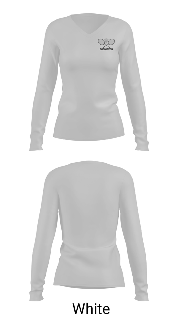 Women's Long Sleeve Vneck Shirt, Wantagh High School Badminton, Spirit Store, Teamtime, Team time, sublimation, custom sports apparel, team uniforms, spirit wear, spiritwear, sports uniforms, custom shirts, team store, custom team store, fundraiser sports, apparel fundraiser