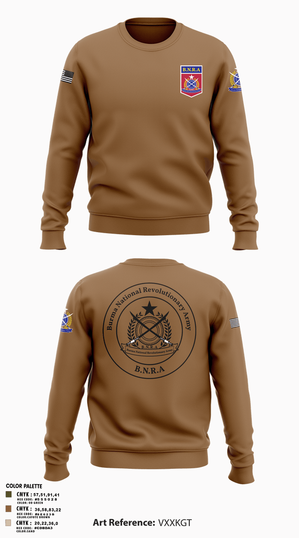 Crew Neck Sweatshirt, B.N.R.AB.N.R.Army, Army, Teamtime, Team time, sublimation, custom sports apparel, team uniforms, spirit wear, spiritwear, sports uniforms, custom shirts, team store, custom team store, fundraiser sports, apparel fundraiser