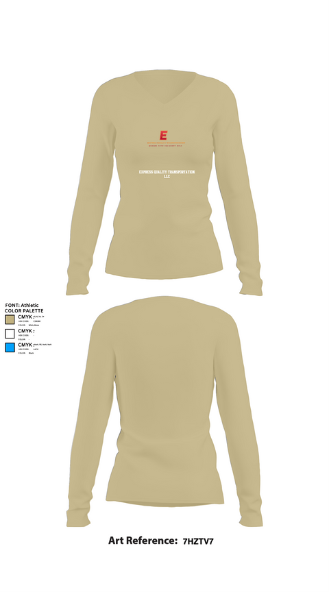 Womens Long Sleeve Vneck Shirt, Express Quality Transportation LLC, , Teamtime, Team time, sublimation, custom sports apparel, team uniforms, spirit wear, spiritwear, sports uniforms, custom shirts, team store, custom team store, fundraiser sports, apparel fundraiser