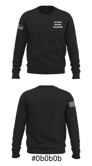 Crew Neck Sweatshirt, Archer Select Baseball, Baseball, Teamtime, Team time, sublimation, custom sports apparel, team uniforms, spirit wear, spiritwear, sports uniforms, custom shirts, team store, custom team store, fundraiser sports, apparel fundraiser