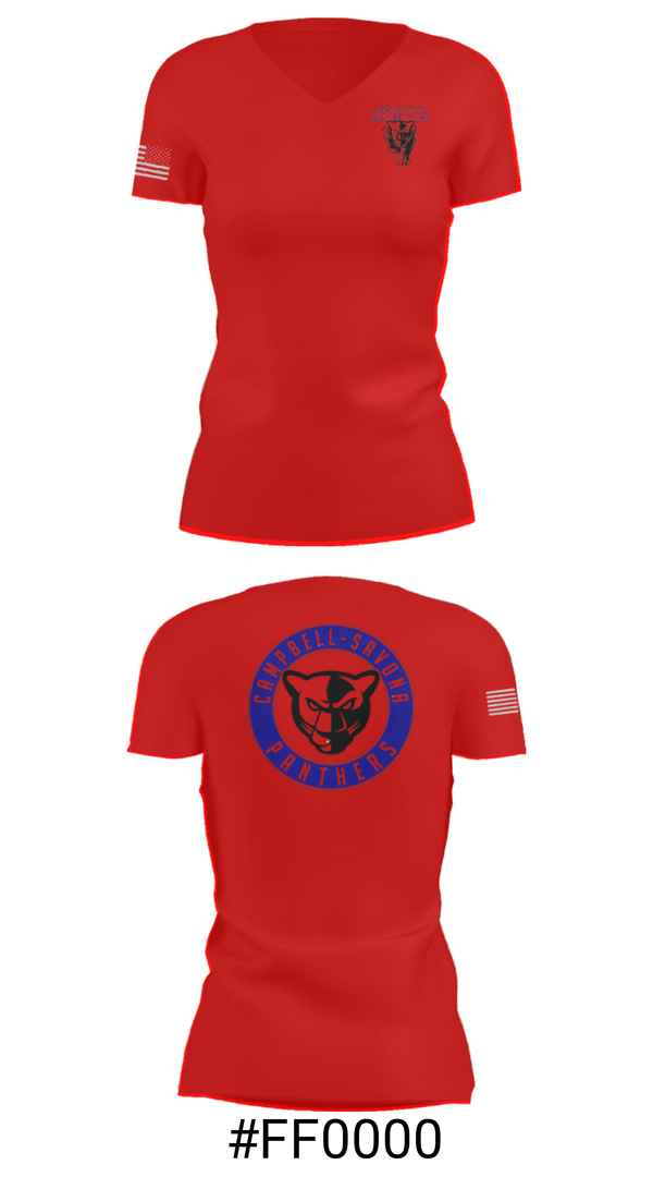 Women's Short Sleeve Vneck Shirt, Campbell-Savona Senior High School Track, Track & Field, Teamtime, Team time, sublimation, custom sports apparel, team uniforms, spirit wear, spiritwear, sports uniforms, custom shirts, team store, custom team store, fundraiser sports, apparel fundraiser