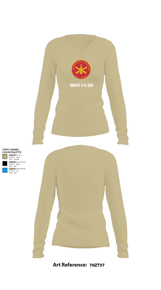 Womens Long Sleeve Vneck Shirt, Bravo 4-5 ADA, , Teamtime, Team time, sublimation, custom sports apparel, team uniforms, spirit wear, spiritwear, sports uniforms, custom shirts, team store, custom team store, fundraiser sports, apparel fundraiser