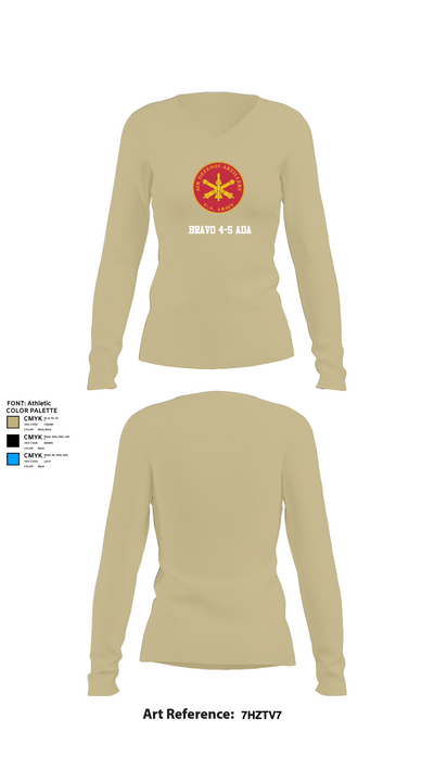 Bravo 4-5 ADA 95888654 Women's Long Sleeve V-neck Shirt - 82