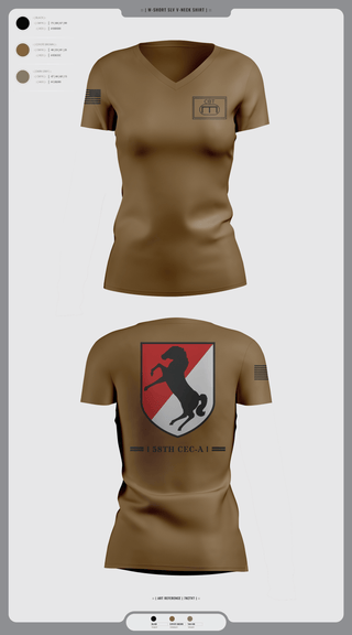 Womens Short Sleeve Vneck Shirt, 58th CEC-A, Army, Teamtime, Team time, sublimation, custom sports apparel, team uniforms, spirit wear, spiritwear, sports uniforms, custom shirts, team store, custom team store, fundraiser sports, apparel fundraiser