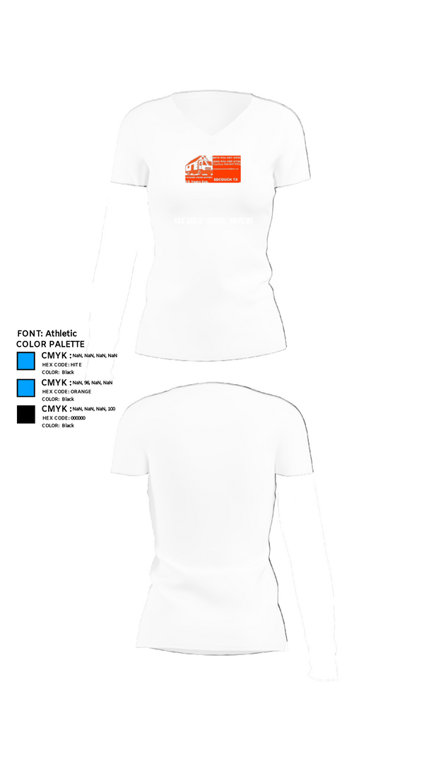 Women's Short Sleeve Vneck Shirt, Vazquez House Movers, , Teamtime, Team time, sublimation, custom sports apparel, team uniforms, spirit wear, spiritwear, sports uniforms, custom shirts, team store, custom team store, fundraiser sports, apparel fundraiser